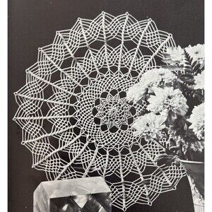 RARE Vintage 1950's Crochet Knit Doily Pattern SPIDER WEB Tatted 14"
